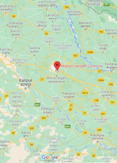 Migsun Lucknow Central location map on Amar Shaheed Path adjacent to Medanta Hospital