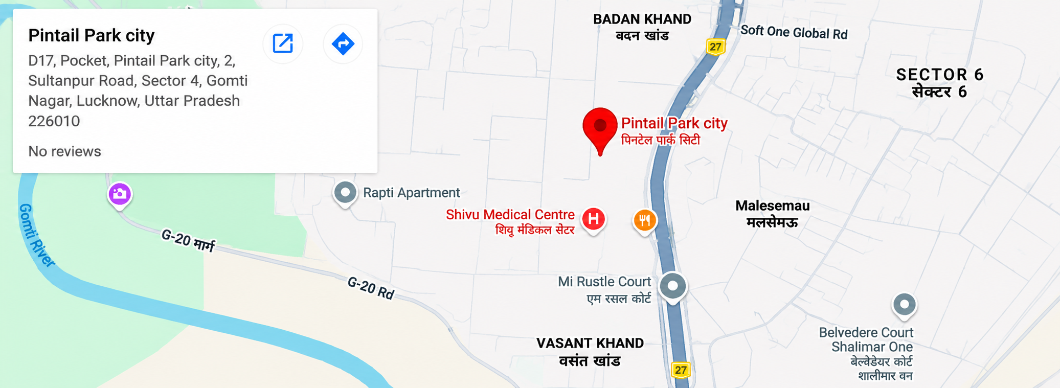 Pintail Park City 200-acre smart township location map and connectivity on Sultanpur Road