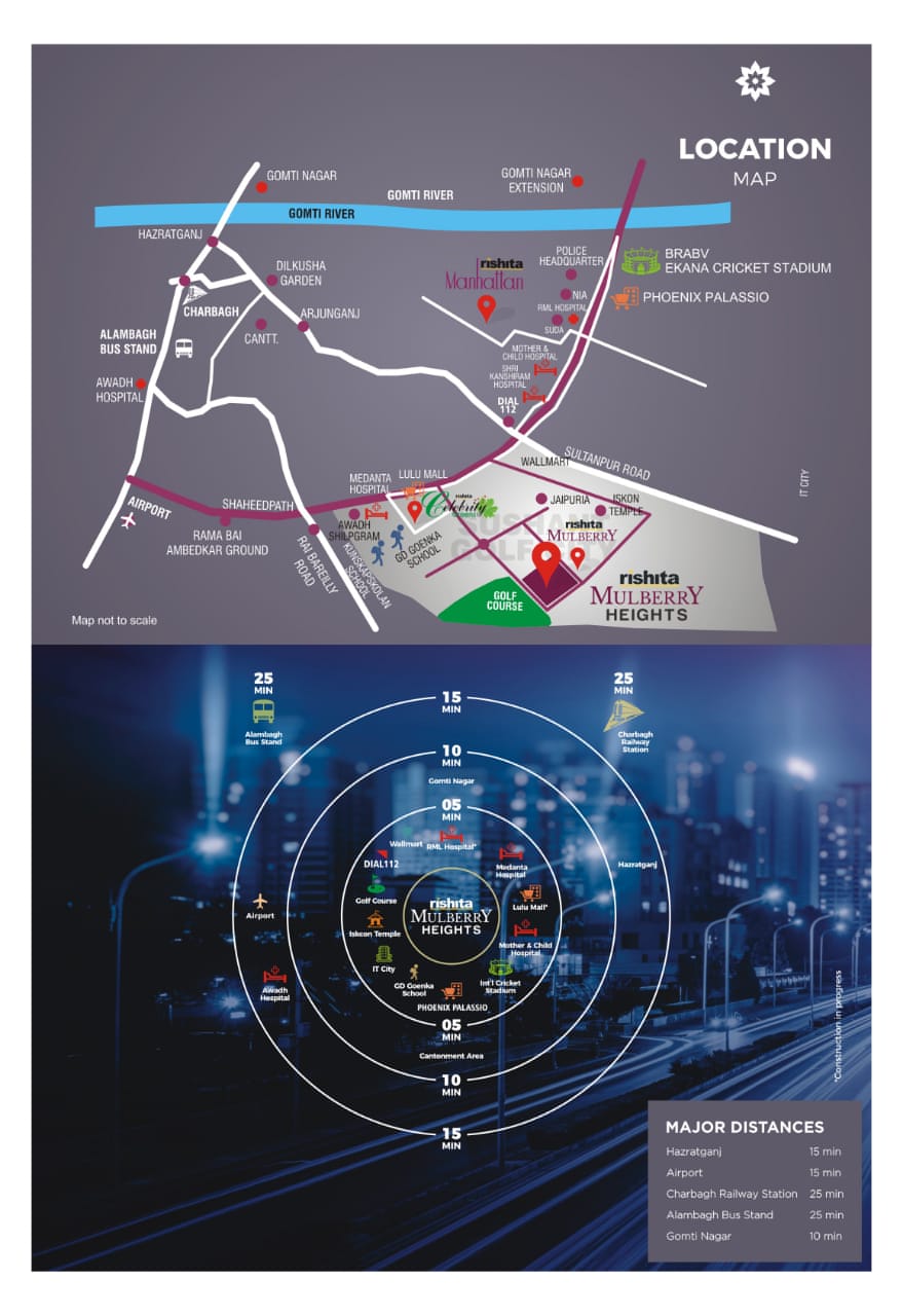 Rishita Mulberry Heights strategic location and connectivity map in Sushant Golf City