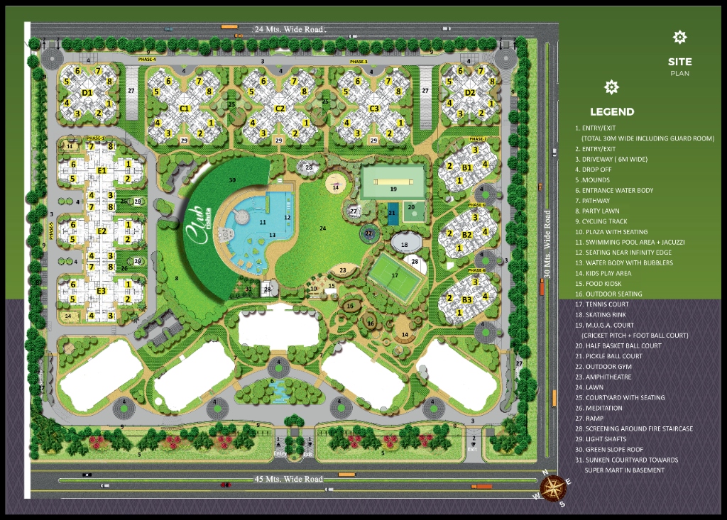 Rishita Mulberry Heights official architectural site plan and tower layout with legend