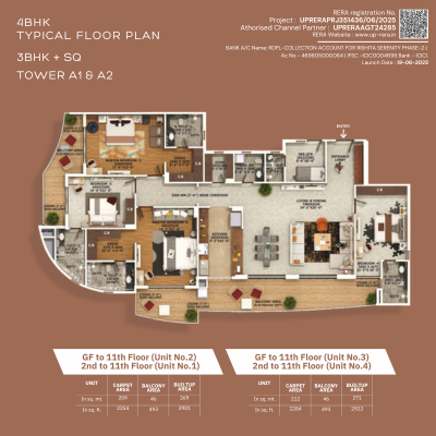 Rishita Serenity 3 BHK + SQ Floor Plan 3035 sqft